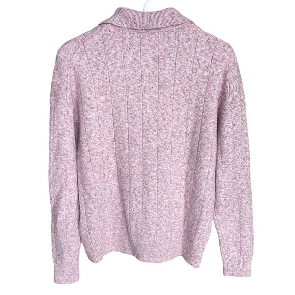 SAN FRANSISCO Like New Light Pink Sweater Pearl-Like Buttons Kangaroo Pocket Med - Picture 2 of 16